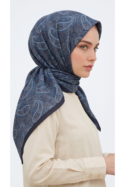 Karaca Eşarp Melora 120*120 cm Cotton Scarf - Blue
