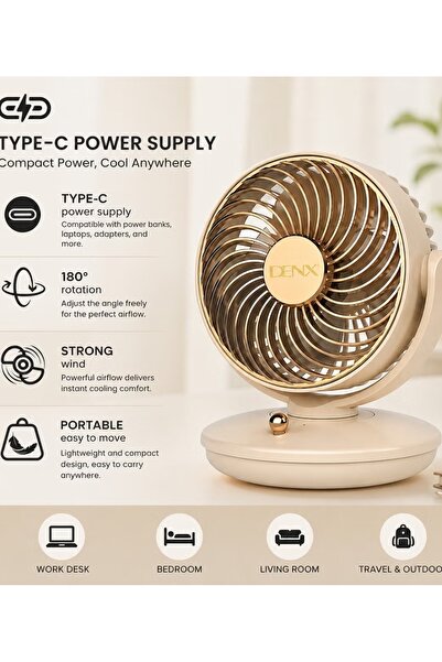 Primo Plus DENX DX2667 Portable Desk Fan, Quiet Table Fan for Office Desk Bed...