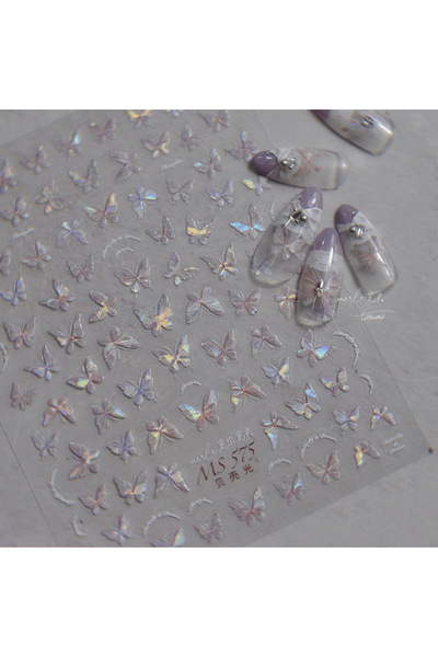 Choice5 1pcs Shiny Butterfly Nail Parts Sticker 5D Shell Light Nail Art Stick...