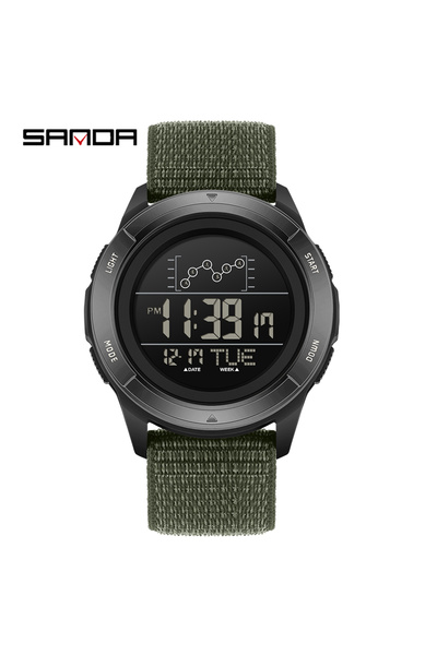Choice1 Nylon Green SANDA 2198 Timing Men's Electronic Watch Outdoor Climbing...