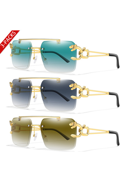 choice2 JL3-4-5 3 PAIRS Sunglasses Leopard Print Metal Temple Men Women Sport...