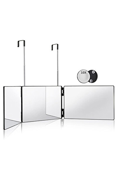Choice1 Black with 10X Travel Portable 360° Trifold Vanity Makeup Mirror with...