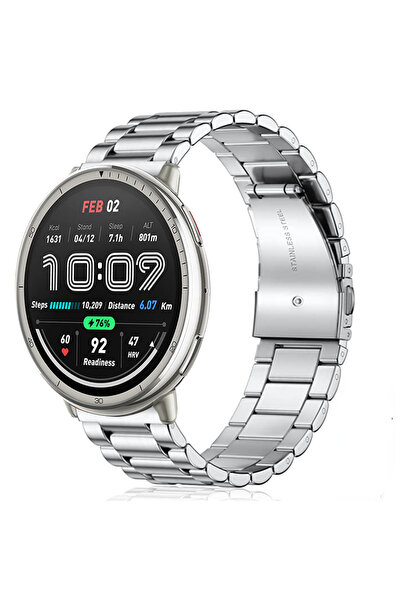 Choice18 حزام معدني فضي 20 مم 22 مم لساعة Amazfit Active 2، سوار لـ GTR 47mm/...