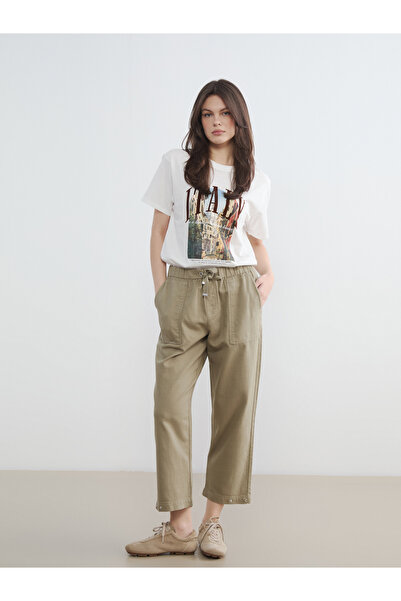 LC Waikiki Pantaloni de damă din gabardină cu talie elastică