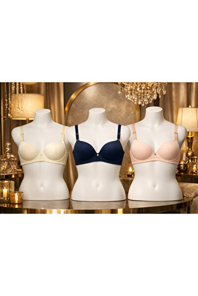 TAŞDELEN AVM Ribbed, Unpadded, Wire-Free Lotus Non-Marking Soft Textured Cott...