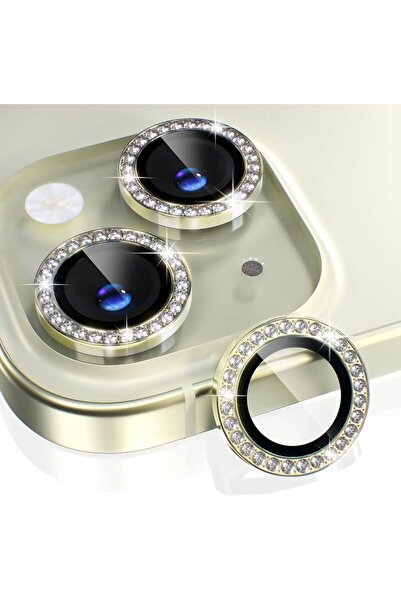 Cadde Aksesuar Ticaret iPhone 15 Pro / 15 Pro Max Titanium Silver Taşlı Kamer...
