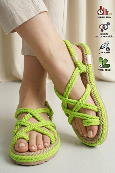 Registan Shoes VEGA LOREN UNISEX KADIN HASIR ÖRGÜ HALAT SANDALET TERLİK