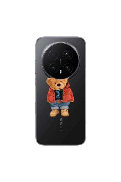 Other Honor Magic 8 Lite Pro Bear in a hat Transparent Silicone TPU Θήκη