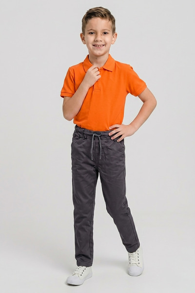 nacar çarşı Boy's Orange Short Sleeve Polo Neck T-Shirt Smoked Ribbed Waist C...