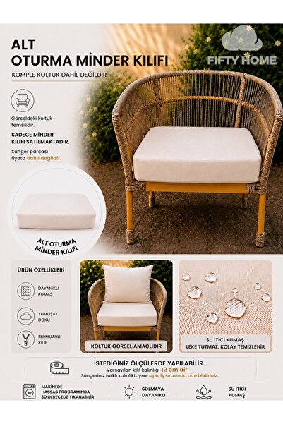 Fifty Home 1 bucată Husă de pernă pentru scaun de grădină/balcon din ratan – ...