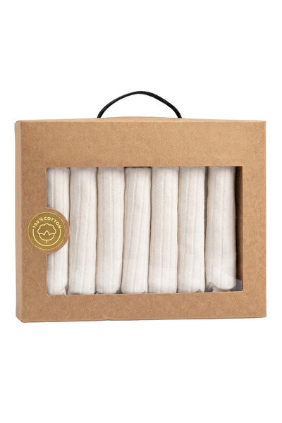 cekic kids Set of 7 100% Cotton Combed Cotton Baby Mouth Wipes - Ecru Color -...