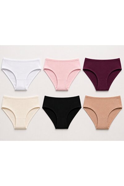 Rojinins Women's Mixed Color 6-Pack Cotton Lycra Bato Panties