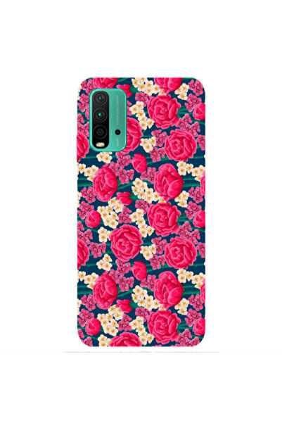 Other Xiaomi Redmi 9T Red and pink Flowers Transparent Silicone TPU Θήκη
