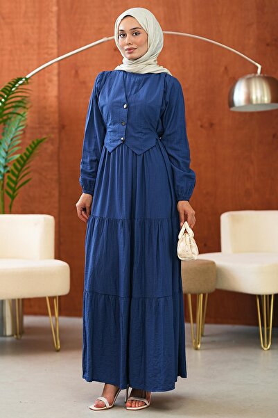 İmajButik Φόρεμα με λεπτομέρεια σε στυλ ναυτικού γιλέκου και πολυεπίπεδη φούστα