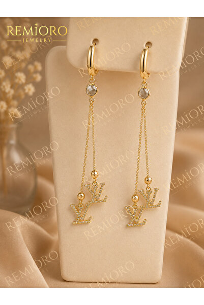 LV Cercei Lungi Placati cu Aur 14K, Zirconii Stralucitoare, Design Elegant cu...