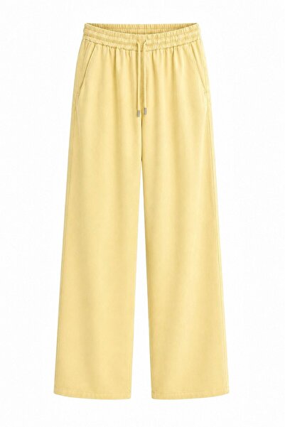 elif teke Yore Elastic Waist Tencel Trousers Yellow