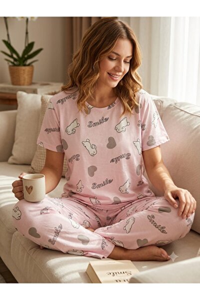 Silona Homewear Smile Pink Short Sleeve Pajama Set