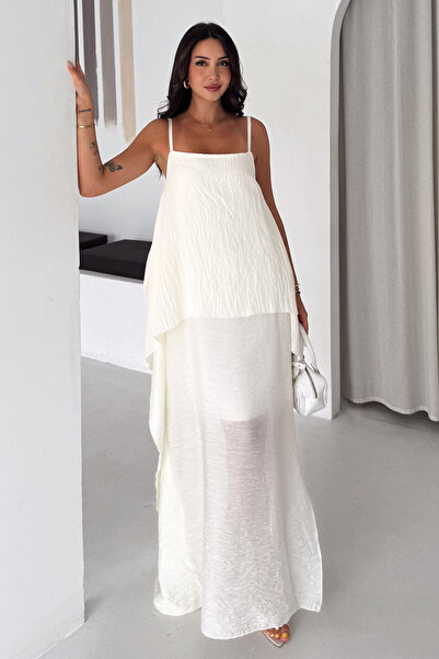 Noa&Noa Women's Strappy Flounce Detailed Casual Maxi Dress Relaxed Fit Summer...