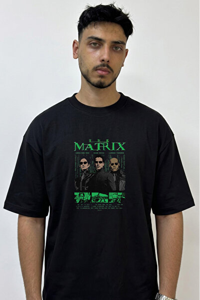 Anetos The Matrix Design Printed Oversize Black T-Shirt