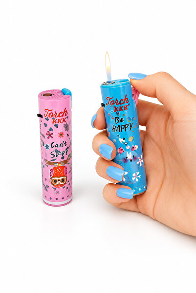ONRSTORE Torch KKK Sevimli Karakter Baskılı Renkli Elektronik Çakmak Seti 2'l...