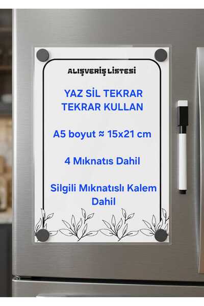 URDE Yaz Sil Alışveriş Listesi Magnet-A5-Mıknatıslı Planlayıcı Pano-Alışveriş...