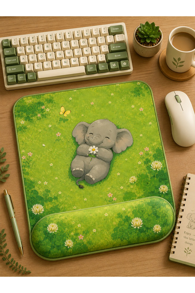 matizya Fil Desenli Tatlı Kawaii Sevimli Fil Tasarım Bilek Destekli Mousepad ...