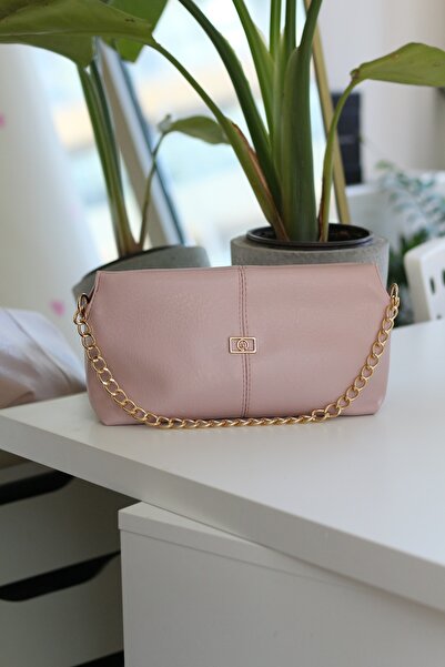 Moom Bag Kadın Pembe Zincir Detaylı Askılı Omuz Çantası