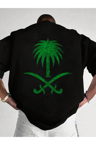 SAUDI Men and Women's 100% Cotton T-Shirt - Oversized Crew Neck Short Sleeve ...