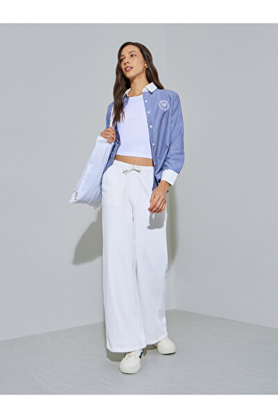 Styli Off White Jogger Style Wide Leg Jeans with Drawcord