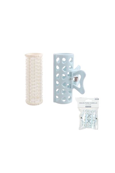idei Set Rulouri Păr cu Cleme Metalice, 2 Bucăți Plastic Perforat, Alb și Alb...