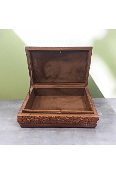 Generic Handcrafted Wooden Keepsake Storage Box with Sliding Wooden Lock – De...