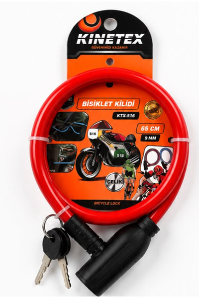 BuradaBuldun Bicycle Lock 65 cm 9 mm Safety Lock with Steel Cable and Key