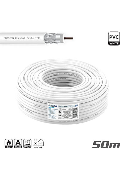 Edision Ομοαξονικό Καλώδιο Icx-50 Ccs Al Eca Pvc Λευκό 50μ