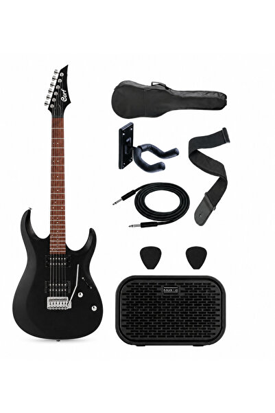 CORT X100 OPBK Siyah Elektro Gitar Seti – Kozmos NOVA-MINI-BK Amfi