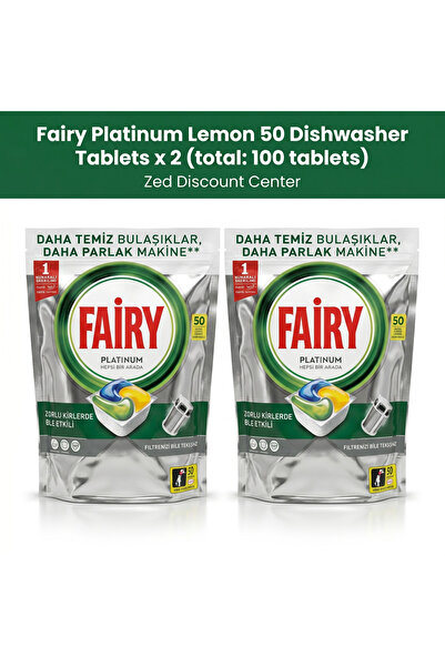 Fairy Platinum Lemon 50 Tablete pentru mașina de spălat vase x 2 pachete