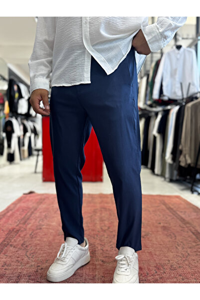 BYBASICMAN Tamnoplave lycra hlače standardnog kroja BY-5058