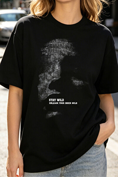 Fleck تي شيرت نسائي بطباعة جرافيك 'Stay Wild Unleash Your Inner Wild' بتصميم ...