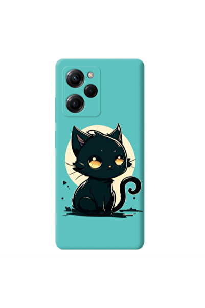 Other Xiaomi Poco X5 Pro Black Cat Turquoise Colored Silicone TPU Θήκη