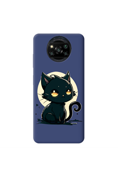 Other Xiaomi Poco X3 /X3 Pro Black Cat Dark blue Colored Silicone TPU Θήκη