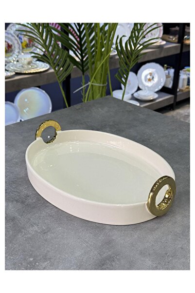 Doğudeko Bonaway Luxury Oval Gold Serving Presentation Tray