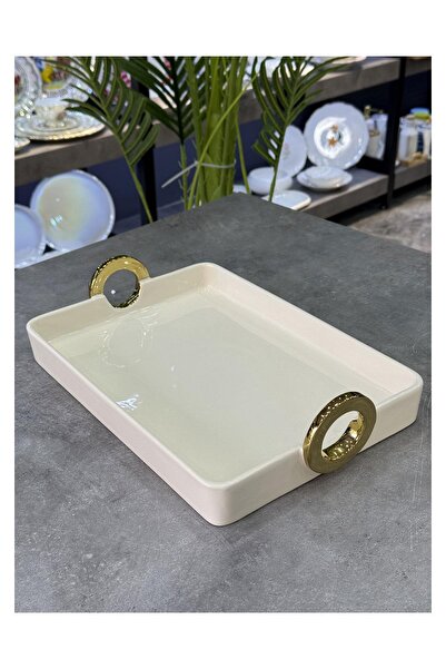 Doğudeko Bonaway Luxury Rectangular Gold Serving Presentation Tray