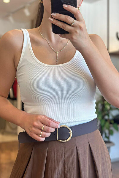 Unique Boutique قميص كاوشول أبيض اللون من الليكرا