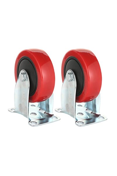Lawazim BMB 2-Piece 4inch Red PVC Rigid Plate Casters Ball Bearing 240kg Total
