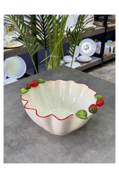 Doğudeko Italian Style Round Deep Retro Strawberry Serving