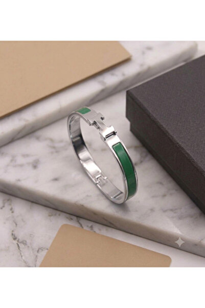 stainles steel Kelepçeli Hermis modeli Yeşil Çelik Bileklik
