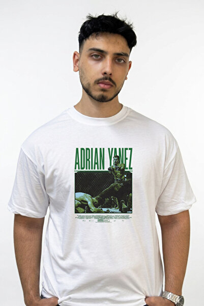 Anetos Adrian Yanez_1 Λευκό μπλουζάκι με στάμπα σχεδίου και oversized εφαρμογή