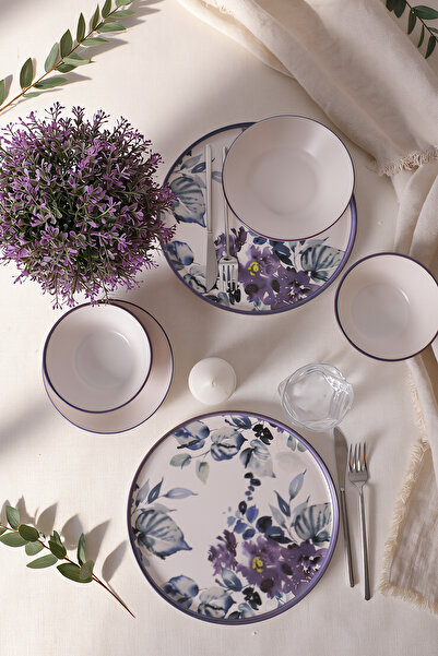Keramika Purple Flower Yemek Takımı 6 Parça 2 Kişilik 21329-30-31