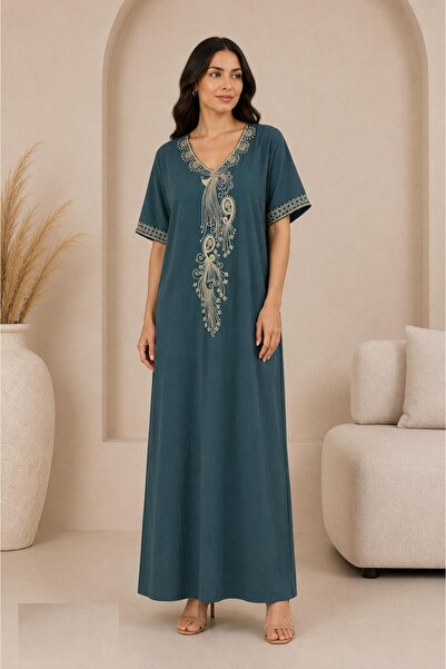 AYOUSH Royal Peacock Embroidered Jalabiya in Gold Rose Color with New Trendy ...