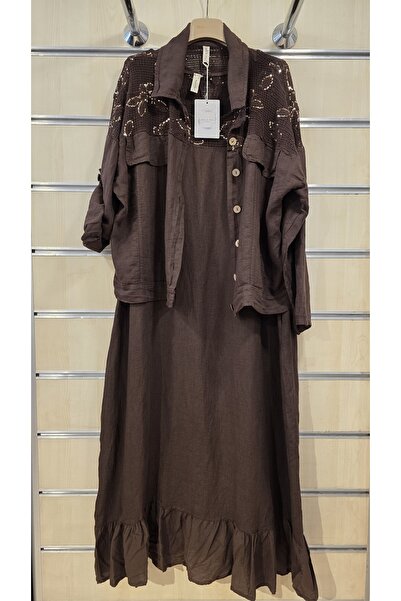 Park Moda Italian Linen Dress with Jacket and Sequin Detail