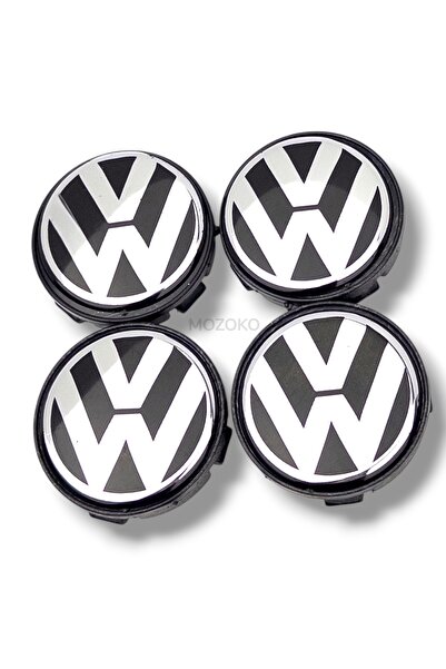 MOZOKO Volkswagen Uyumlu 56 mm Siyah Geçmeli Jant Göbeği Kapak Seti, 4 Adet K...